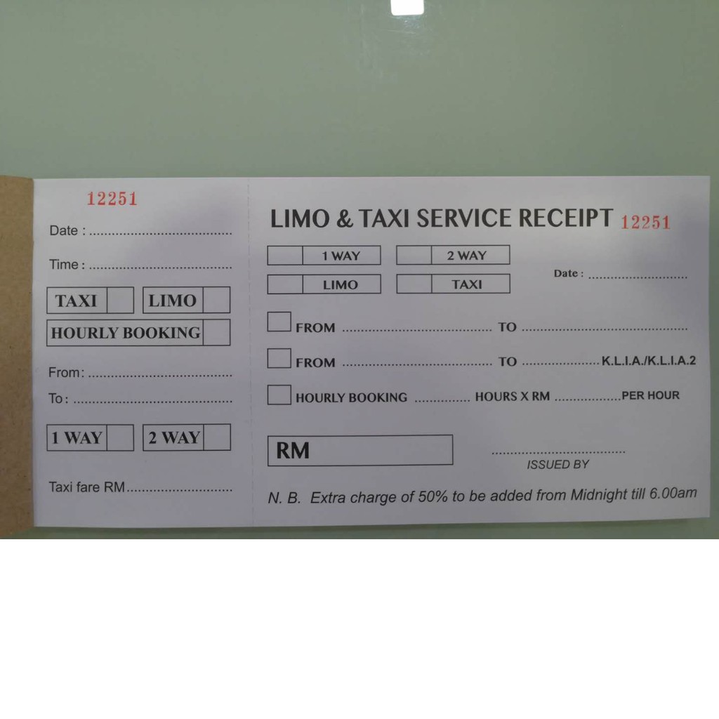 Taxi Receipt /Teksi Resit / MYTAXI / LIMO Shopee Malaysia
