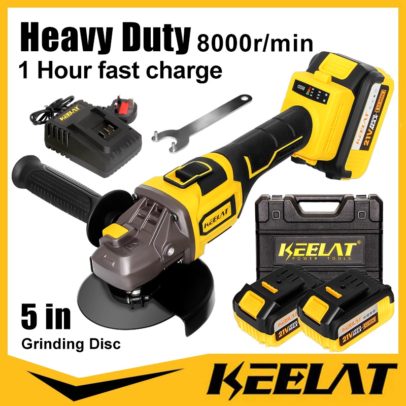 Keelat Cordless Heavy Duty Angle Grinder Electric Brake 2Position