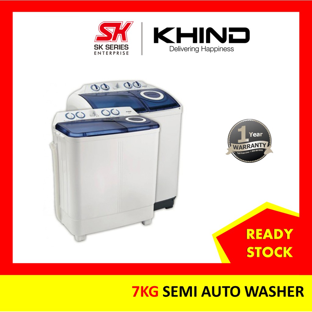 [EXCLUSIVE EDITION] Khind WM717 Semi Auto Washing Machine 7Kg Mesin
