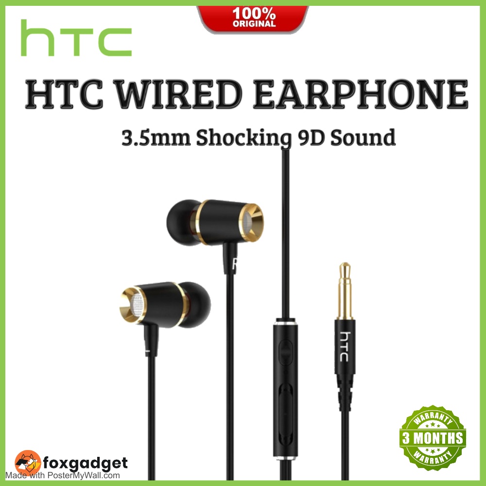 HTC Hi-Fi 3.5mm Wired Earphones | In-Ear Earphone | Gaming Earpiece | Stereo HIFI | Deep Bass Sound | Volume Control