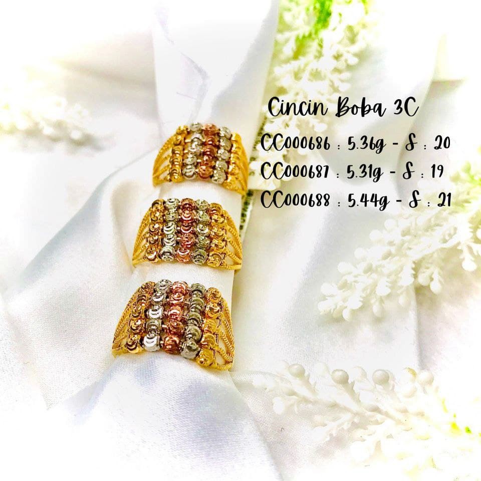 Cincin Boba Italian Design 3 Chrome 916 Gold Bulat Bola 3 Warna Ross Gold Jewellery Cincin Emas Tulin 916 Shopee Malaysia
