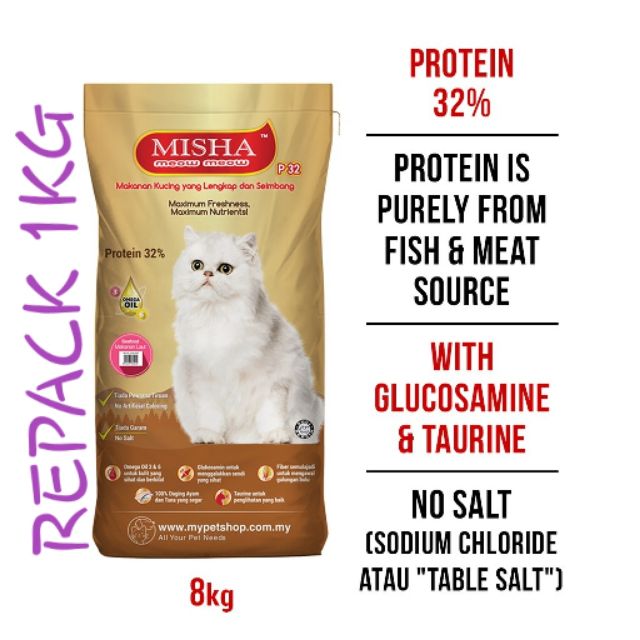 Misha Dry Seafood Repack 1kg Cat Food Murah Makanan Kucing Murah 