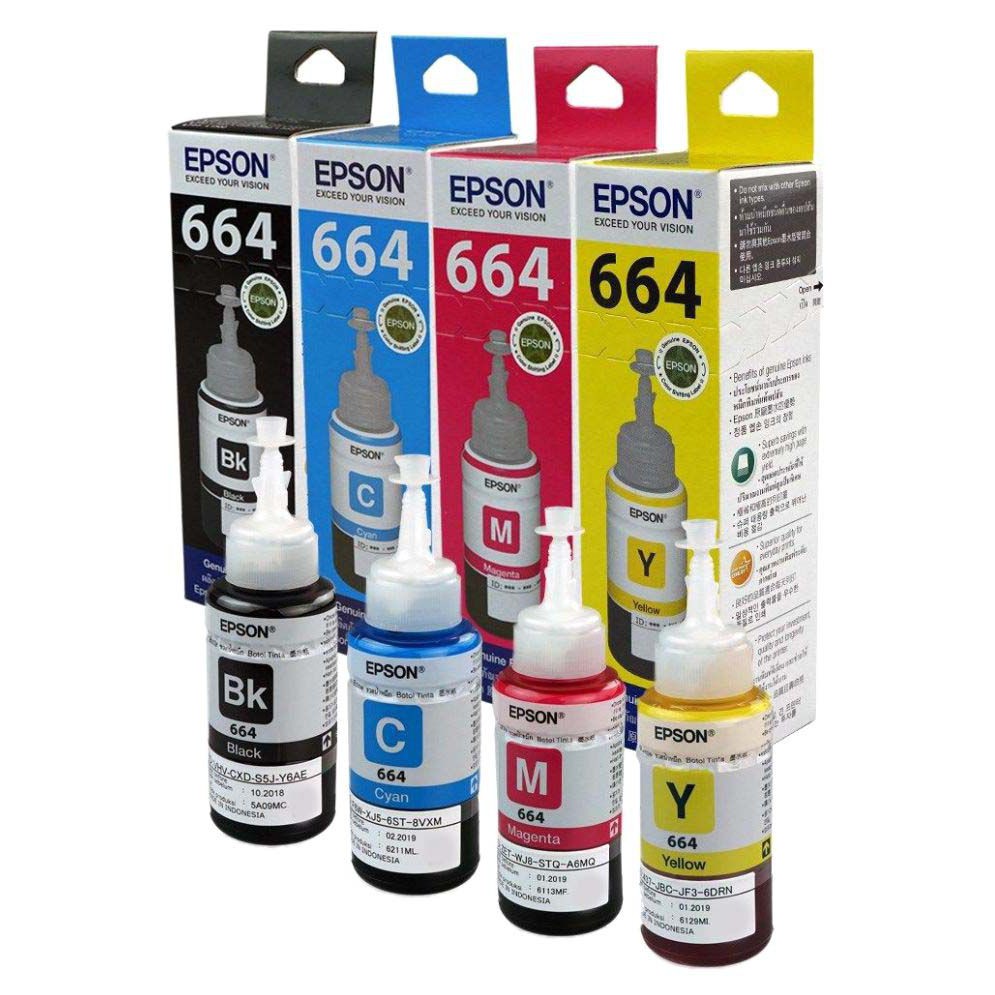 Original Epson T664 Ink For Printer L120 L210 L360 L405 L565 L1300 Ink T6641 6642 6643 6644 1446