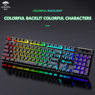 Leaven Suspension Rainbow Light Gaming Mechanical Feel Keyboard & Mouse gaming set portable keyboard
