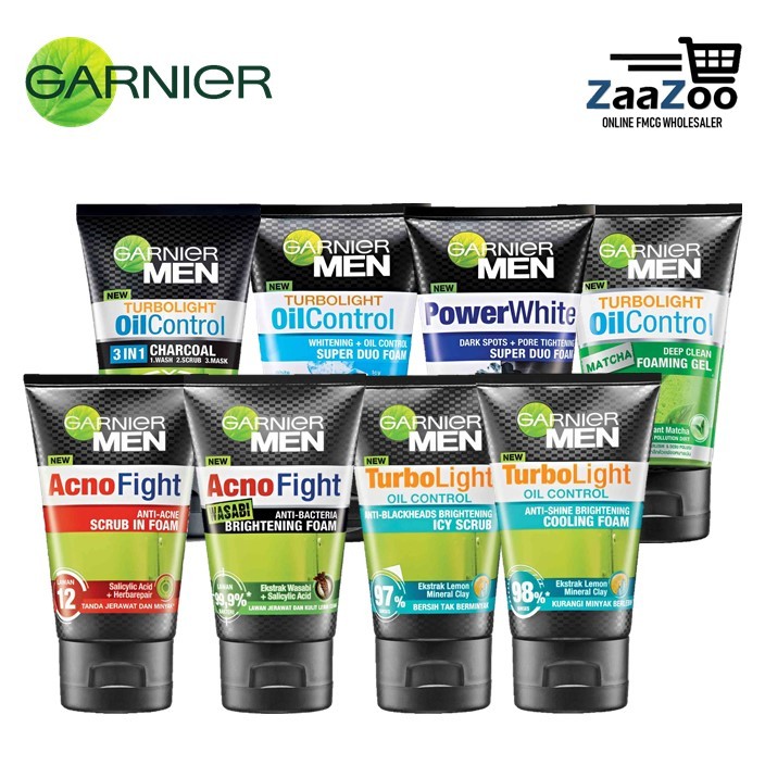 Garnier Men Facial Foam 50ml 100ml Acno Fight Power White Turbo