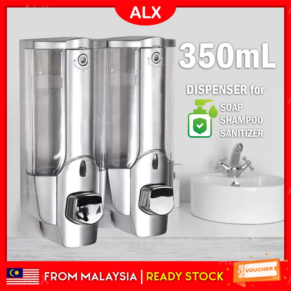 ALX 350ML Single Double Wall-mounted Liquid Soap Container Hand Sanitizer Disinfectant Liquid Dispenser Non-Alcohol