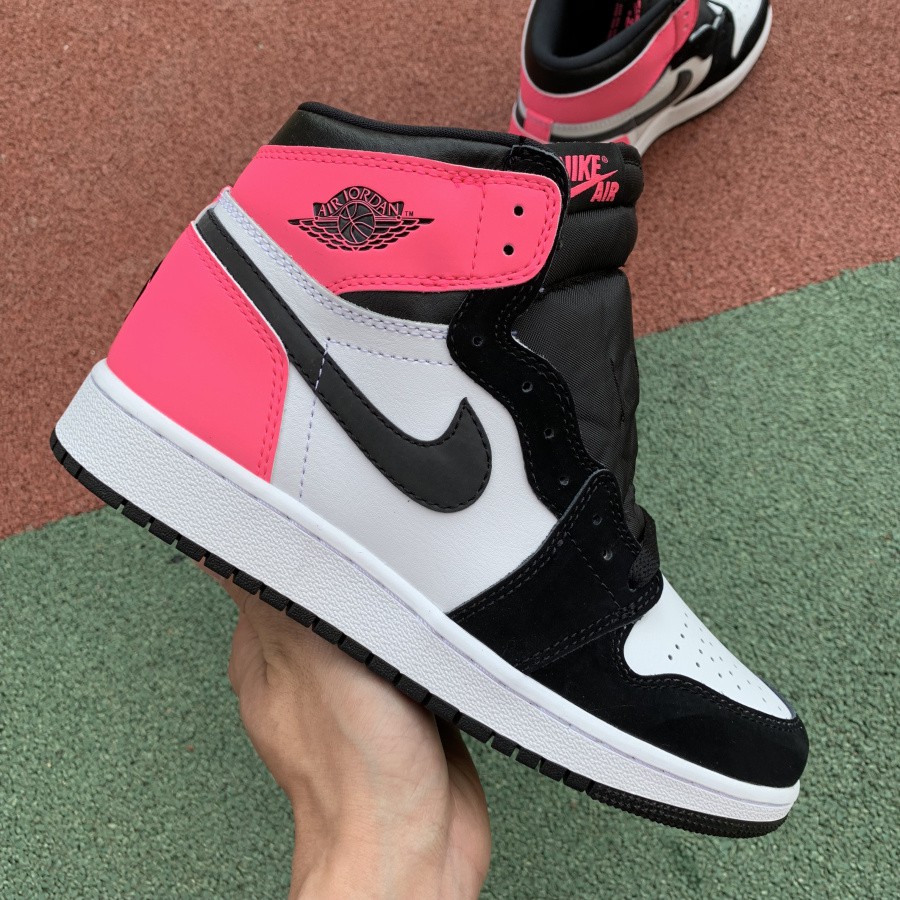 pink black and white jordan 1s
