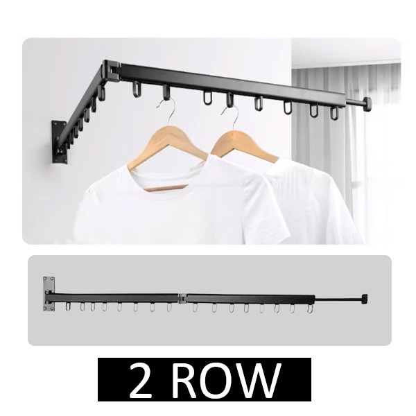 2/3 Layer Balcony Wall Mounted Clothes Drying Rack Retractable Foldable Clothes Hanger Drying Rack Save Space Penyangkut