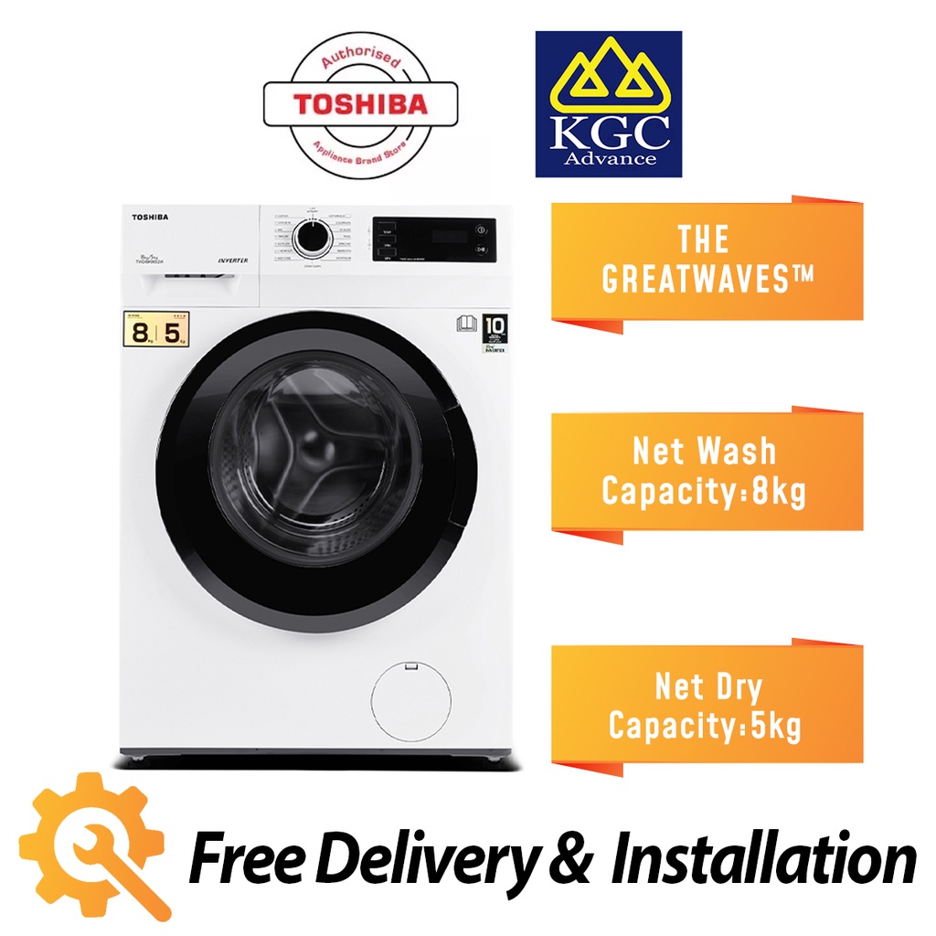 [Free Standard Installation & Delivery] Toshiba 8/5KG Washer Dryer TWD