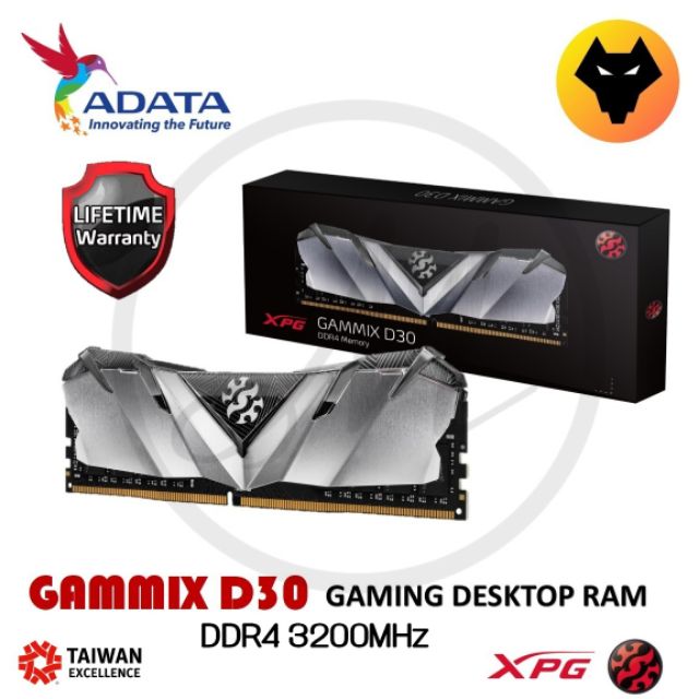 ADATA XPG GAMING RAM GAMMIX D30 DDR4 3200MHz 8GB Shopee Malaysia