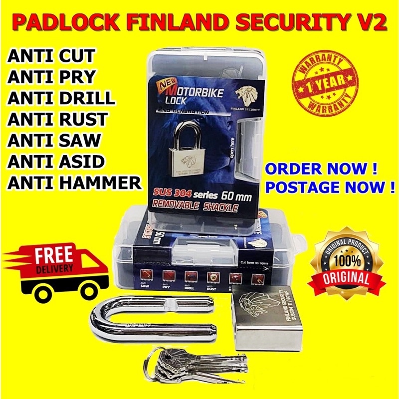 PADLOCK FINLAND SECURITY V2 NEW 2021 ! ORIGINAL FINLAND !