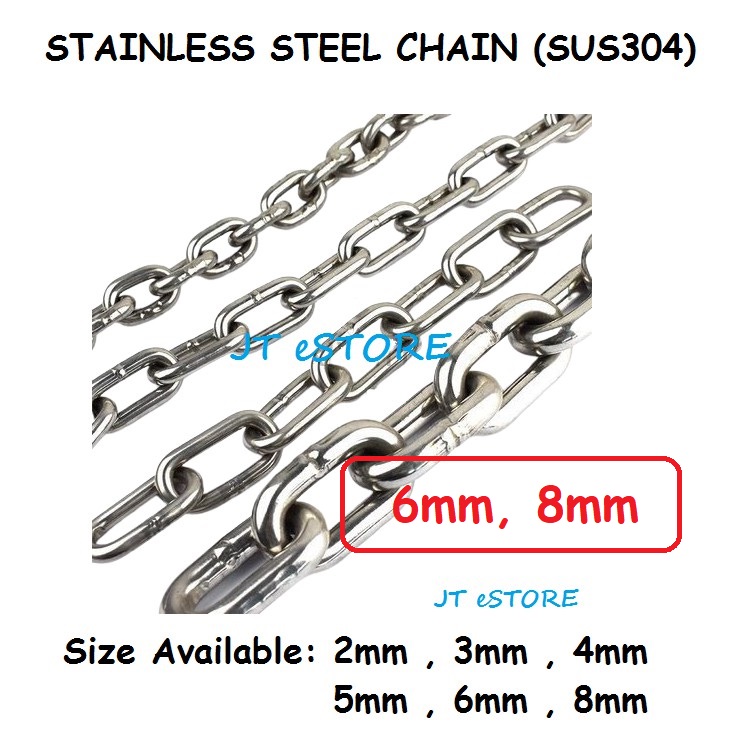 [JT eSTORE] 6mm 8mm Stainless Steel Chain (AISI 304) / Chain Link ...
