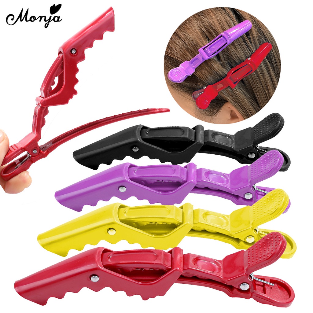 4 Colors Plastic Hairdressing Clamps Claw Section Crocodile Clips Grip Salon Styling Hair Accessories