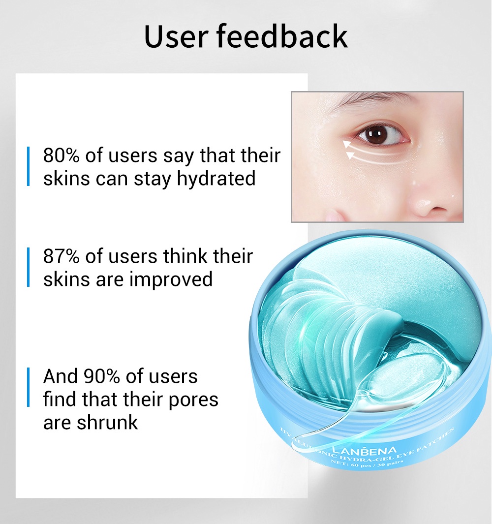 LNABENA Hyaluronic Acid Eye Mask / Collagen Hydra Gel Eye Patch Moisturizing Minimizing Pores