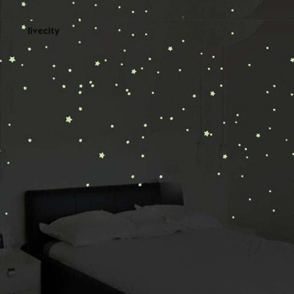 Livecity 76pcs Luminous Stars Glow In The Dark Ceiling Stickers Decals For Room