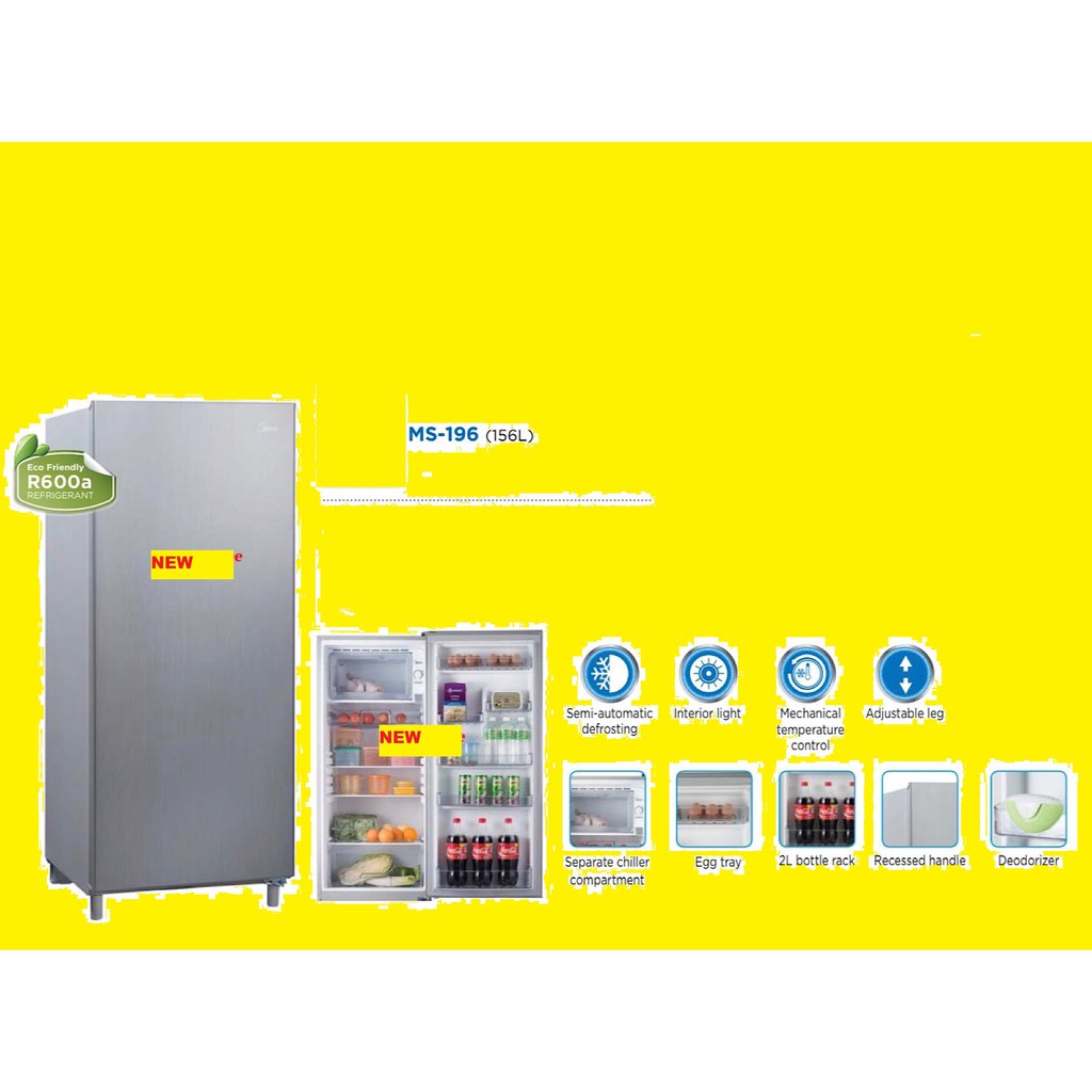 Free Ship 21 New Midea Single Door Refrigerator Ms 196 Fast Delivery Bigger Than Midea Ms 93 Peti Sejuk Peti Ais Shopee Malaysia