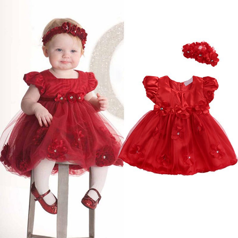 cute baby girl in red frock