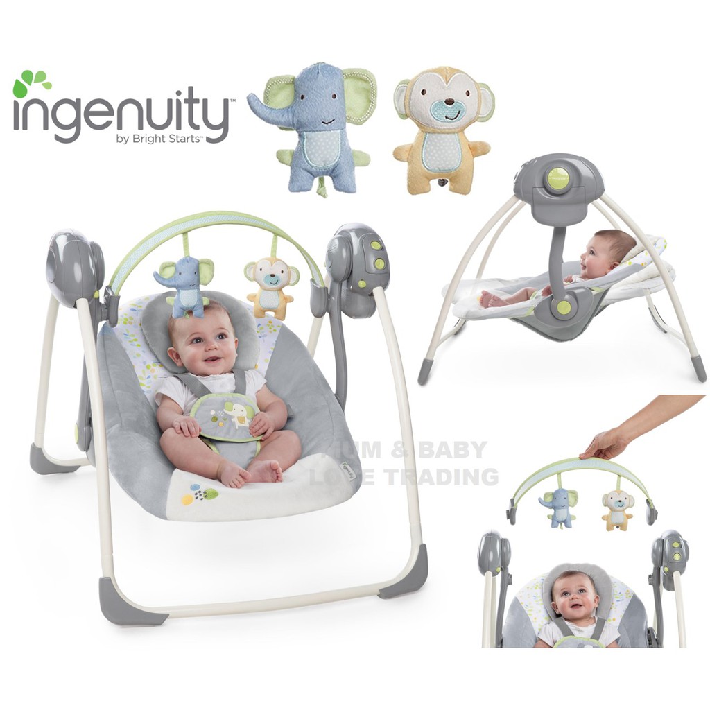 ingenuity soothe n delight portable swing buzzy bloom
