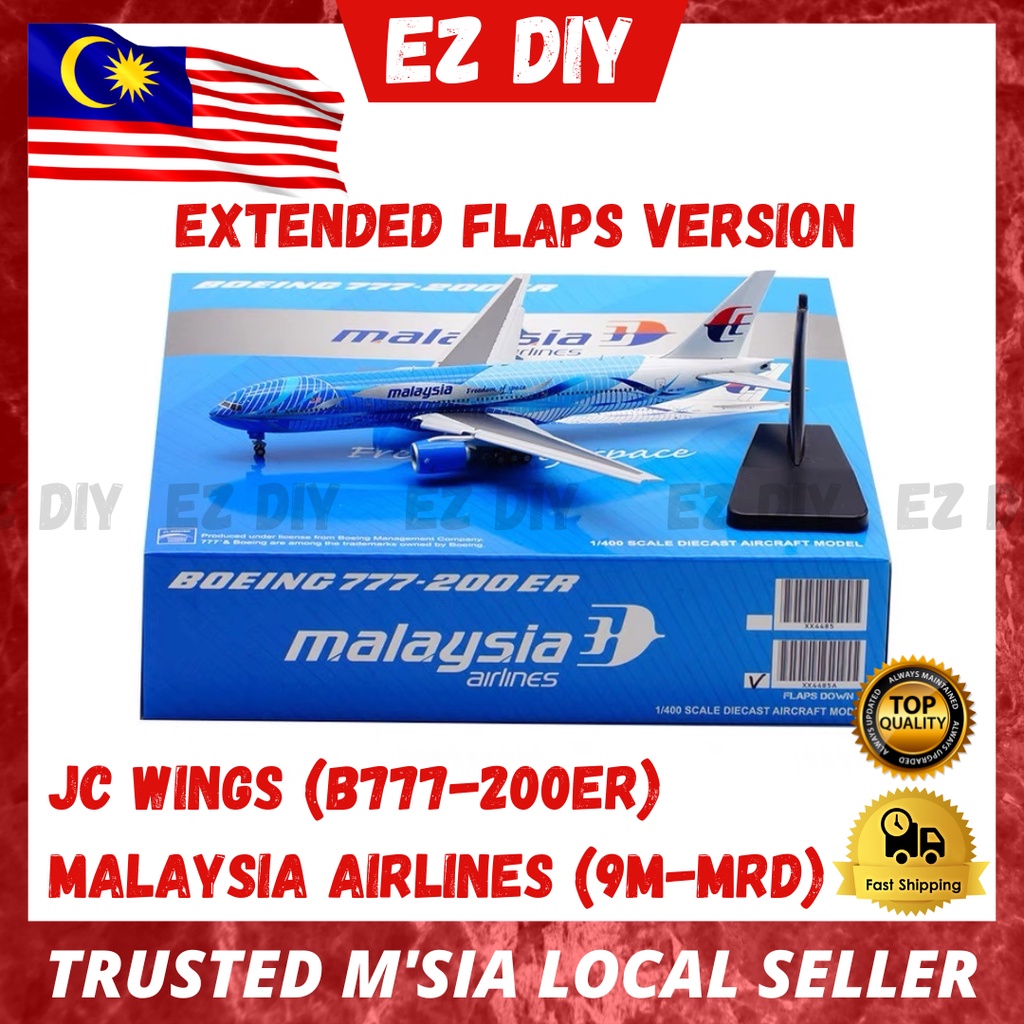 JC WINGS Malaysia Airlines Boeing B777-200ER 9M-MRD Flaps Down 1:400 Freedom of Space Livery Airplane Aircraft Model