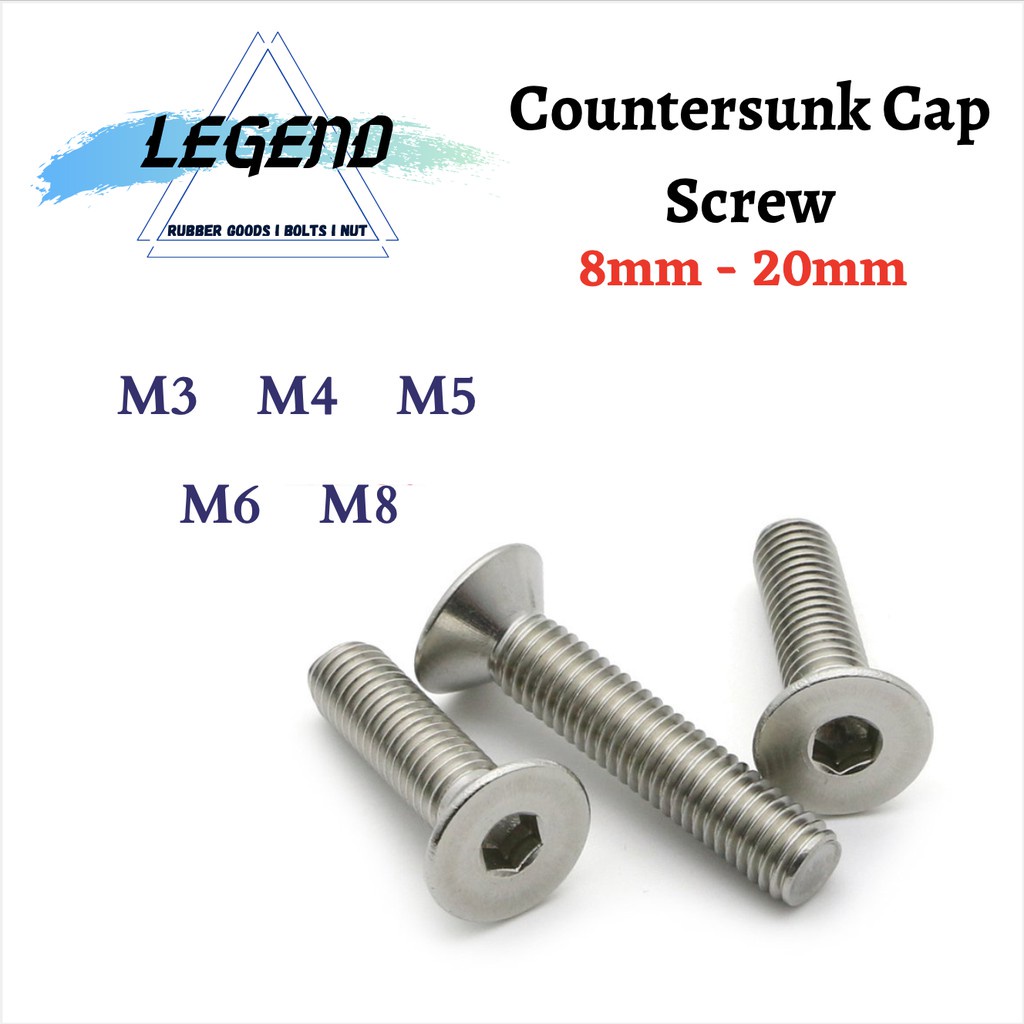 LEGEND 5 pcs Hex Socket CSK Countersunk Flat Head Cap Screw ( M3, M4 ...