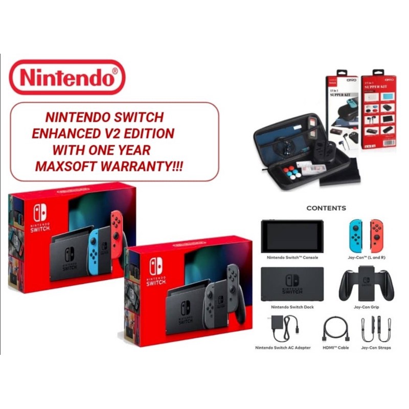 Nintendo Switch Neon Grey Console Enhance Edition V2 Maxsoft 1 Year Warranty Shopee Malaysia