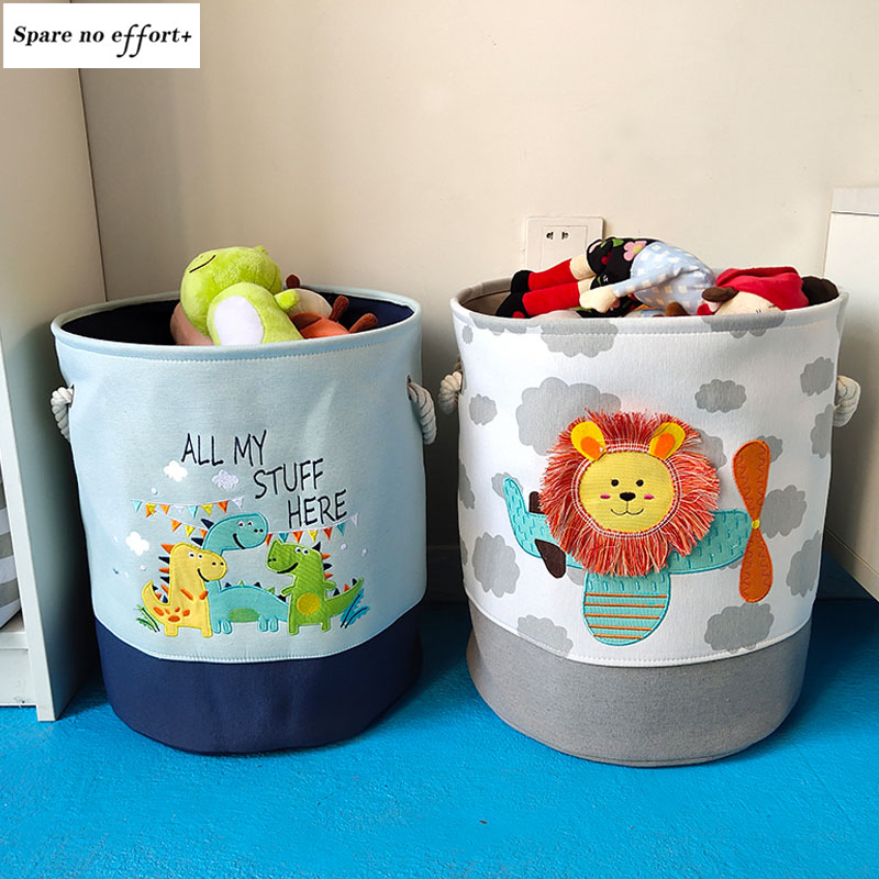 Baby Laundry Basket Cute Dinosaur Foldable Toy Storage Bucket Picnic Dirty Clothes Basket Box Canvas Organizer Cartoon Animal