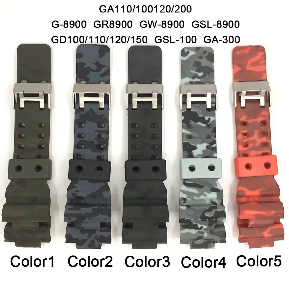 Camouflage Watch Band Belt 16mm Rubber Wrist Watch Strap for Casio Gshock GW8900 GSL8900 GSL