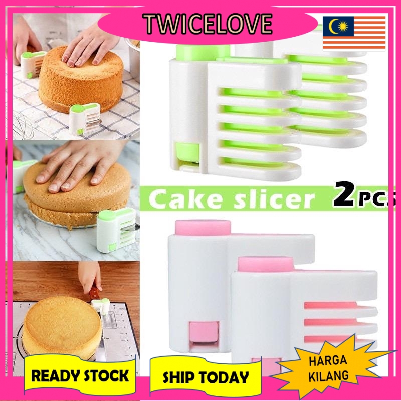 READY STOCK⭐ TWICELOVE 2 Pcs Cake Slicing Leveler Bread Cutter Slicer Durable Baking Kitchen Tools