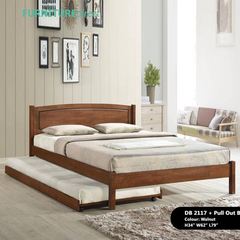 DB2117 solid wood queen size bed frame/ katil queen/ katil queen murah