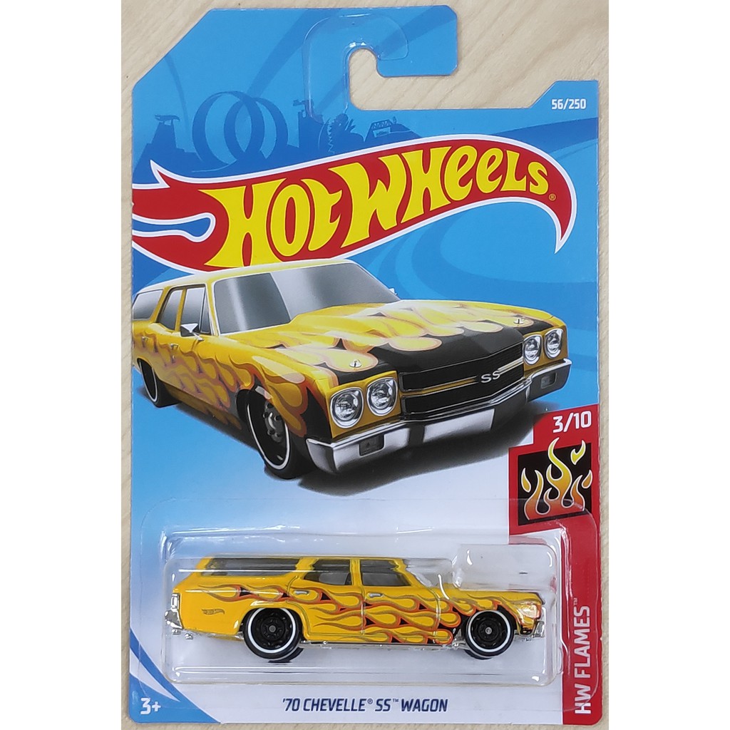 2018 HOT WHEELS HW FLAMES '70 CHEVELLE SS WAGON YELLOW WITH FLAMES 3/10 