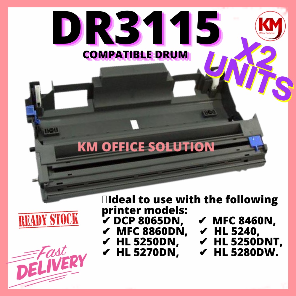 X2 Units DR3115 Compatible Brother HL 5250DN 5270DN MFC 8460N 8860DN DCP 8065DN TN3185 Drum