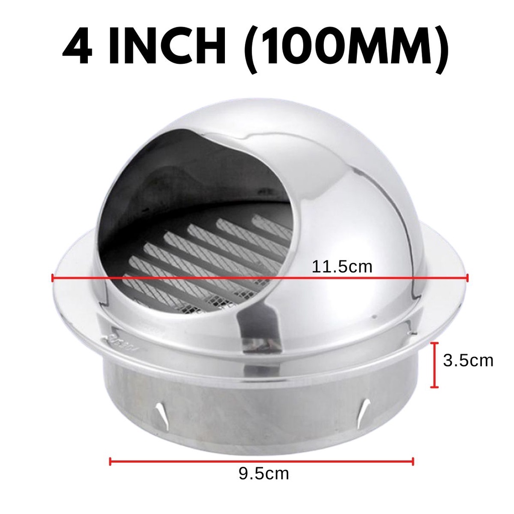 4" / 5" / 6" / 7" / 8" Stainless Steel Ducting Cap