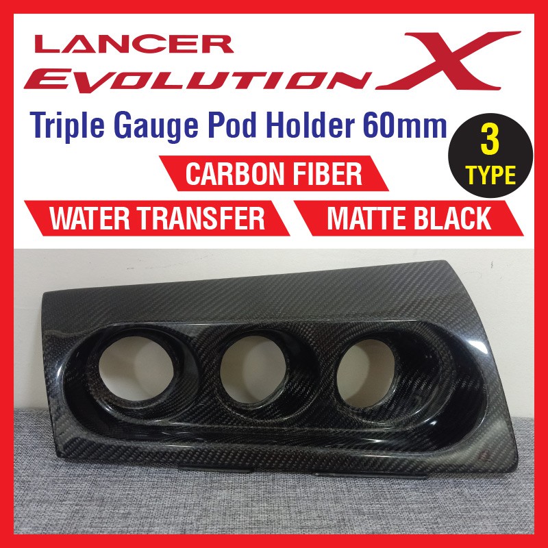 Carbon Fiber Triple Gauge Pod Holder 60mm For Mitsubishi Lancer Evolution EVO 10 EVO X Lancer