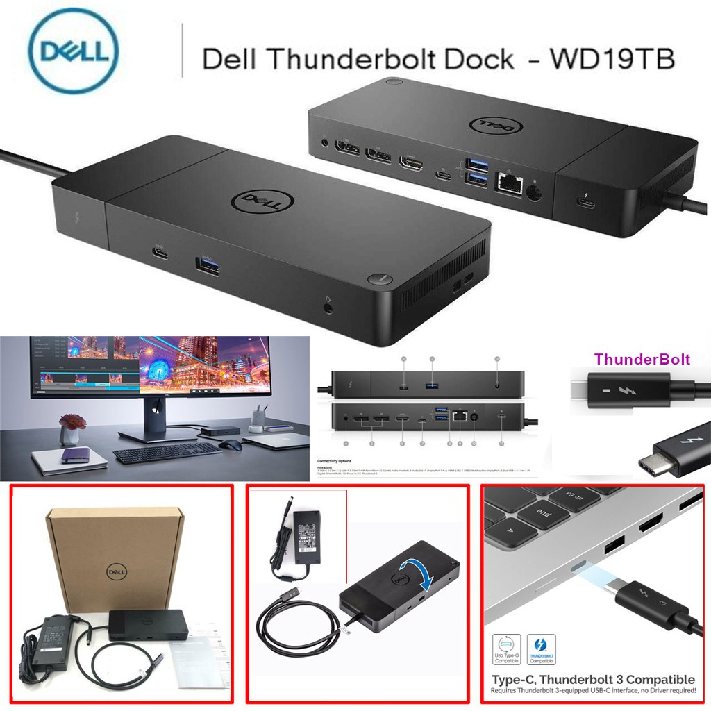 Dell WD19TB WD19 Thunderbolt 4K Dock with 180w Adapter USB 3.1 Gen ...