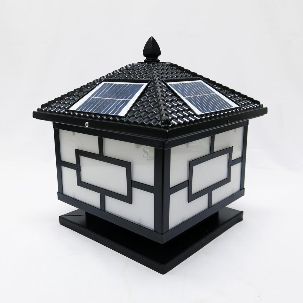 576 12inch Modern E27 Solar LED Outdoor Gate Lamp Square For Pole