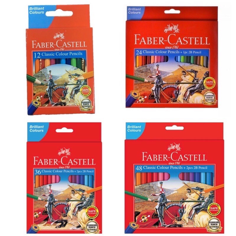 Ready Stock Faber Castell Classic Colour Pencils Brilliant Colours Free 2b Pencil In Paper Box 12 24 36 48s