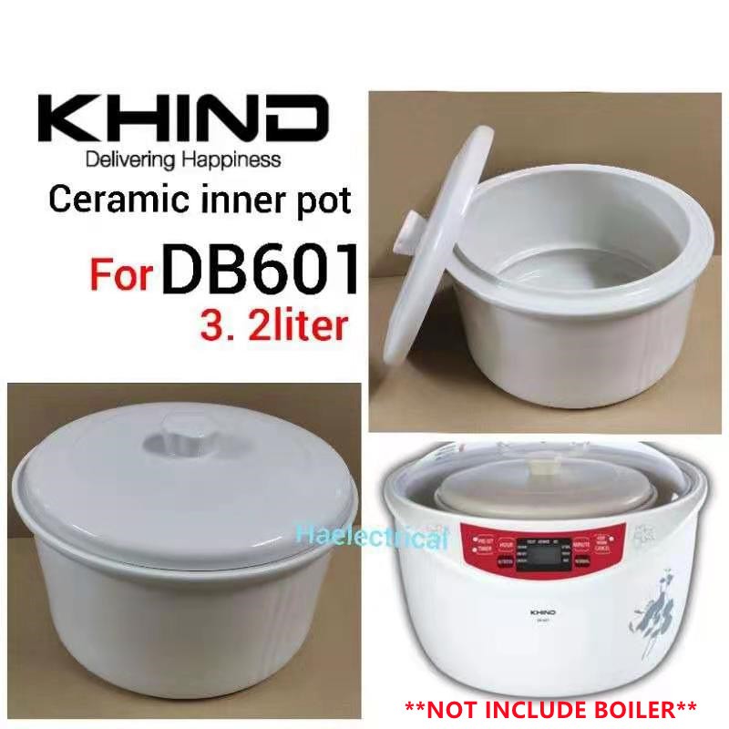 KHIND Double Boiler Ceramic Pot & Lid DB601 (3.2liter)