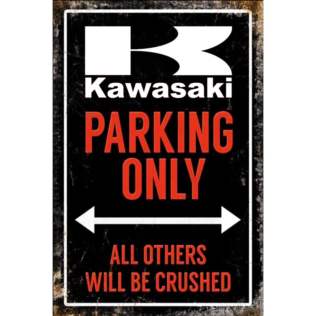 Vintage Retro  Garage Wall Decor Kawasaki Parking Only Metal Sign 30 x 20cm