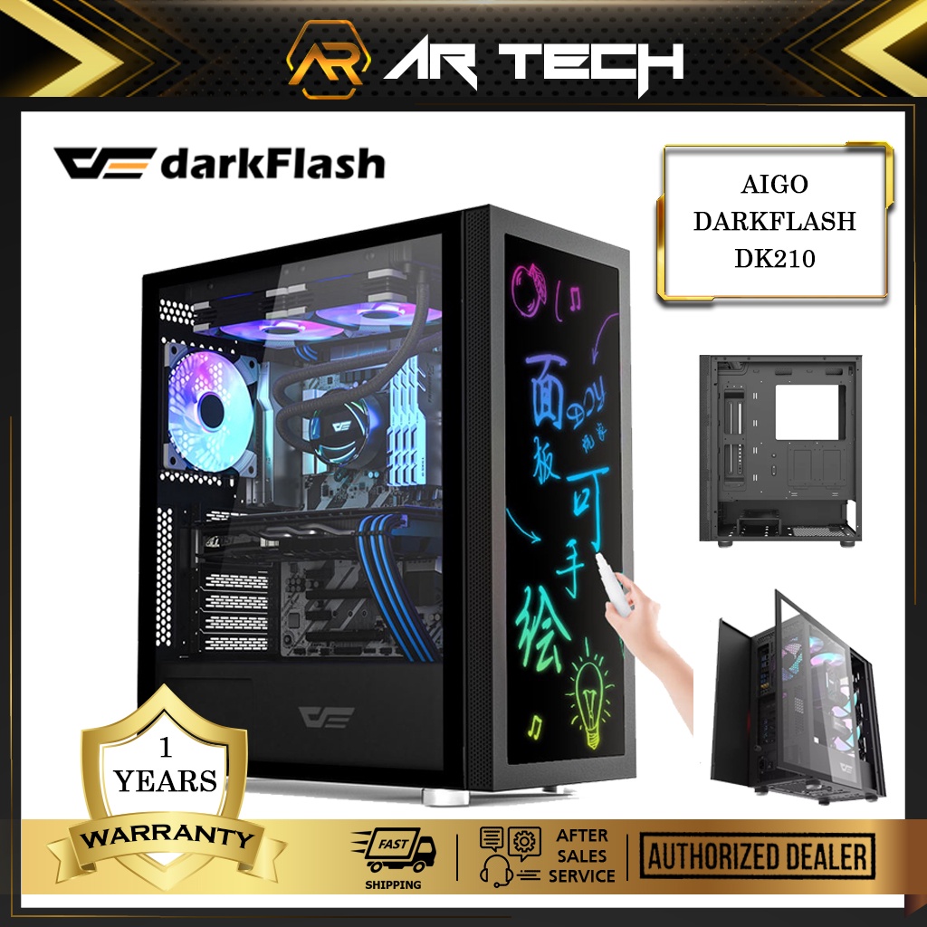 Aigo darkFlash DK210 Grafitti aRGB DIY Hand draw Front Panel ATX Casing ...