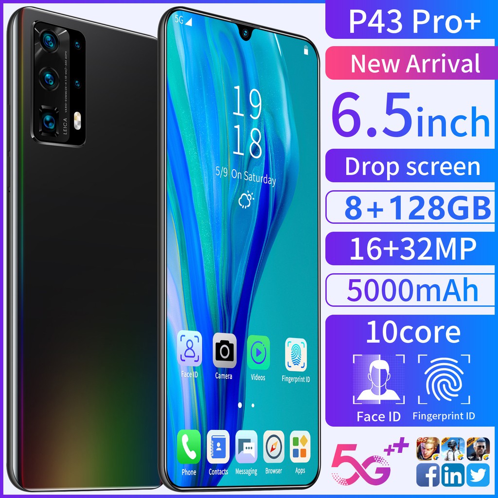 Ready Stock P43 pro+ Handphone 8GB RAM 128GB ROM Face ID Smartphone