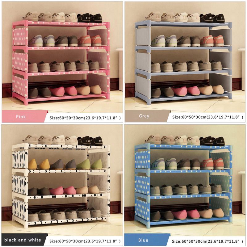 Yh Shoes Rack Organizer Shelf 4 Tier Shoe Tower Shelf Storage Cabinet Nonwoven Shelf Shopee Malaysia