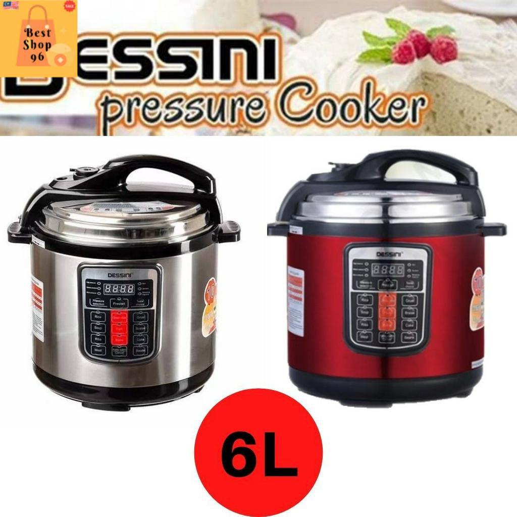 PERIUK NASI ELEKTRIK 6L MULTIFUNCTION DESSINI 6L ELECTRIC PRESSURE COOKER ALUMINUM PRE PROGRAMMED 6.0