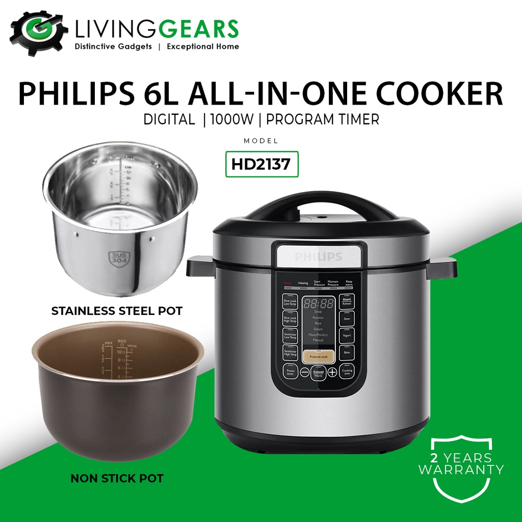 Philips Pressure Cooker Slow Cook, Pressure Cook, Multi Cook Menus