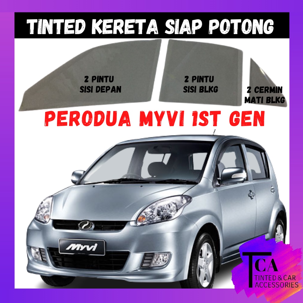 Perodua Myvi 2005 2010 4 Pintu Siap Potong Tinted Hitam Uv Gelap 30 50 65 80 95 Tinted 9750