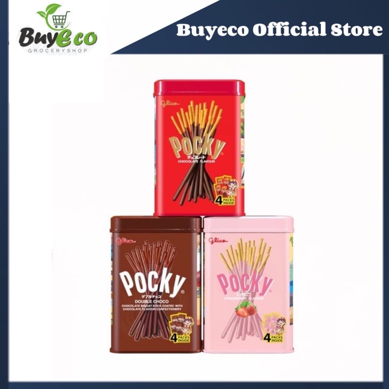 Glico Pocky Metal Case Square Tin Limited Edition (Halal) Shopee Malaysia