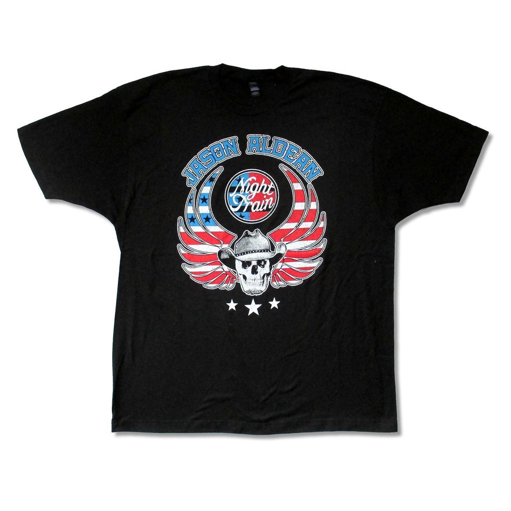 Mens Jason Aldean Classic Breathable Short-Sleeve Crewneck Cotton T-Shirt Black
