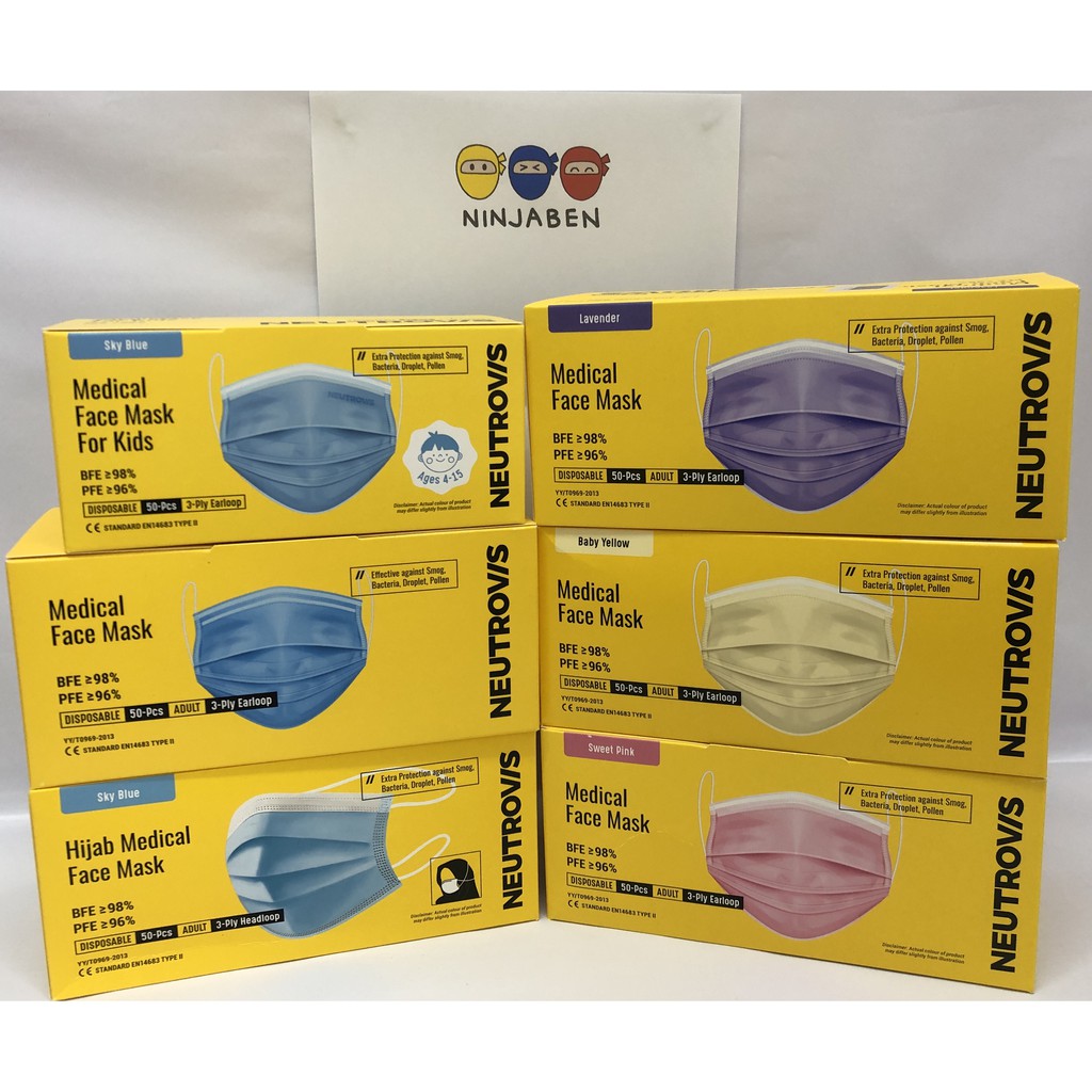 NEUTROVIS 3PLY ADULT PREMIUM/MEDICAL FACE MASK EARLOOP/HEADLOOP