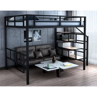 Wrought Iron Metal Modern Loft Bed Frame Double Decker Bunk Bed Space