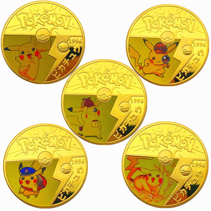 Japanese Anime Pokemon Cards Pikachu Gold Plated Gold Coin Game Collection  Cards | Shopee Malaysia