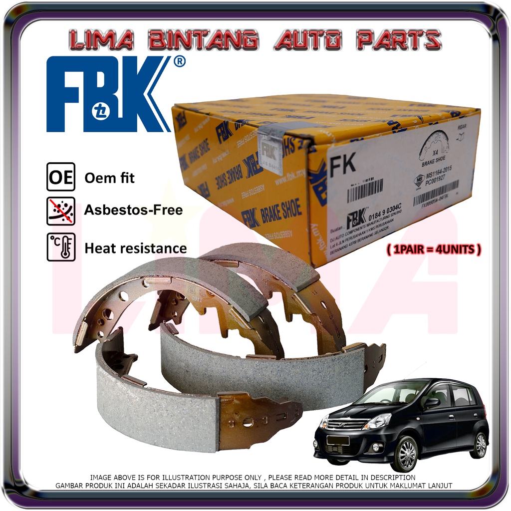Perodua Viva , Viva Elite Rear Brake Drum Shoe , Brake Lining Shoes FBK